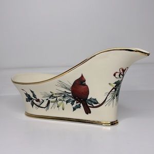 Lenox 🍷 Winter Greetings Single Bottle Wine Caddy Fine Porcelain With Cardinal